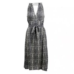 Marc‎ Jacobs Sneake Print Cutout Halter Belted Black And Cream Midi Dress M
